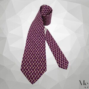 SALVATORE FERRAGAMO Purple Giraffe Above Clouds Silk Tie Italy 59”- 3.5" EX COND